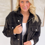 Corduroy/Sherpa Zip Up Jacket (2 Colors)