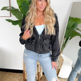 Waffle Knit Hoodie Zip Up Cropped Jacket