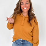 Mustard Half Snap Button Pullover