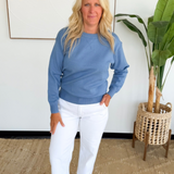 Blue Heavy Knit Pullover Sweater