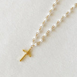 Pearl Cabled Cross Necklace