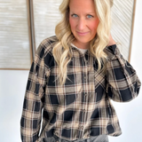 Neutral Plaid Oversized Button Up Shirt