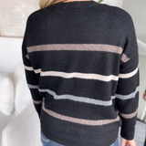 Annie Beaded Striped Knit Sweater