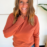 Dark Copper Waffle Knit Sweater