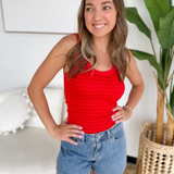Nikibiki Striped Ribbed Tank Top - Red