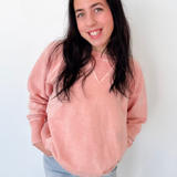 Lightweight Acid Wash Pullover-Peach