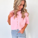 Button Up Short Sleeve Knit Cardigan (2 Colors)