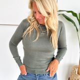 Olive Lightweight Knit Long Sleeve Top