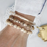3 Beaded Neutral Brown & Gold Bracelet Set