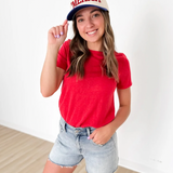 Red Basic Crew Neck Tee