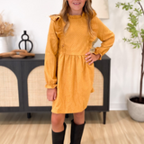 Girls Mustard Polka Dot Dress