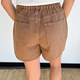 Chocolate Cotton Denim Shorts