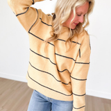 Yellow Knit Navy Thin Striped Sweater
