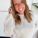 Grey Soft Knit Elastic Waistband Sweater