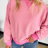 Pink Stripe Drop Shoulder Pullover