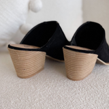 Suede Black Slip-on Heels