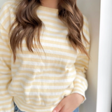 Muted Yellow/Ivory Striped Knit Sweater