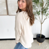 Ribbed Oatmeal Long Sleeve Top