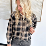 Neutral Plaid Oversized Button Up Shirt