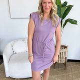 Classic Dark Lavender Short Sleeve Mini Dress