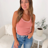 Nikibiki Striped Ribbed Tank Top - Ash Rose