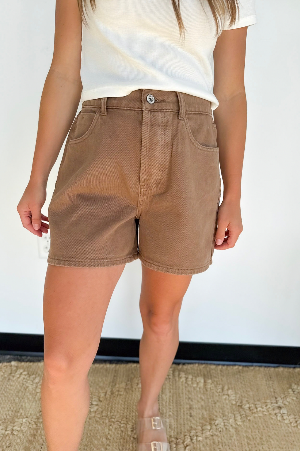 Chocolate Cotton Denim Shorts