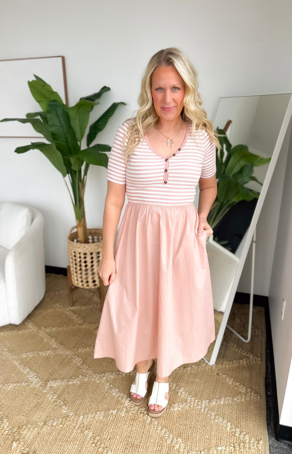blush short sleeve dress Hand Beaded Short Sleeve Floral Godet Gown In Blush Pink