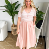 Blush Striped Short Sleeve Dress