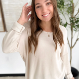 Ribbed Oatmeal Long Sleeve Top