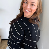 Black/White Striped Short Sleeve Pullover