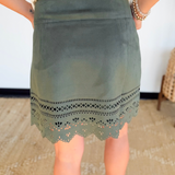 Olive Green Laser Cut Skirt