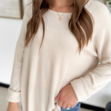 Ribbed Oatmeal Long Sleeve Top