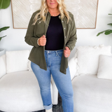 Aliyah Olive Button Up Top-Curvy