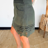 Olive Green Laser Cut Skirt