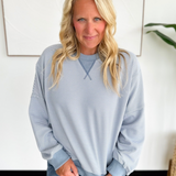 Grey Stripe Drop Shoulder Pullover