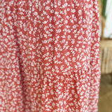 Pink Floral Tiered Midi Skirt
