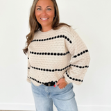 Taupe & Black Striped Knit Sweater