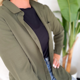 Eleanor Olive Button Front Top