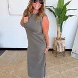 Olive Buttery Soft Sleeves Maxi Dress