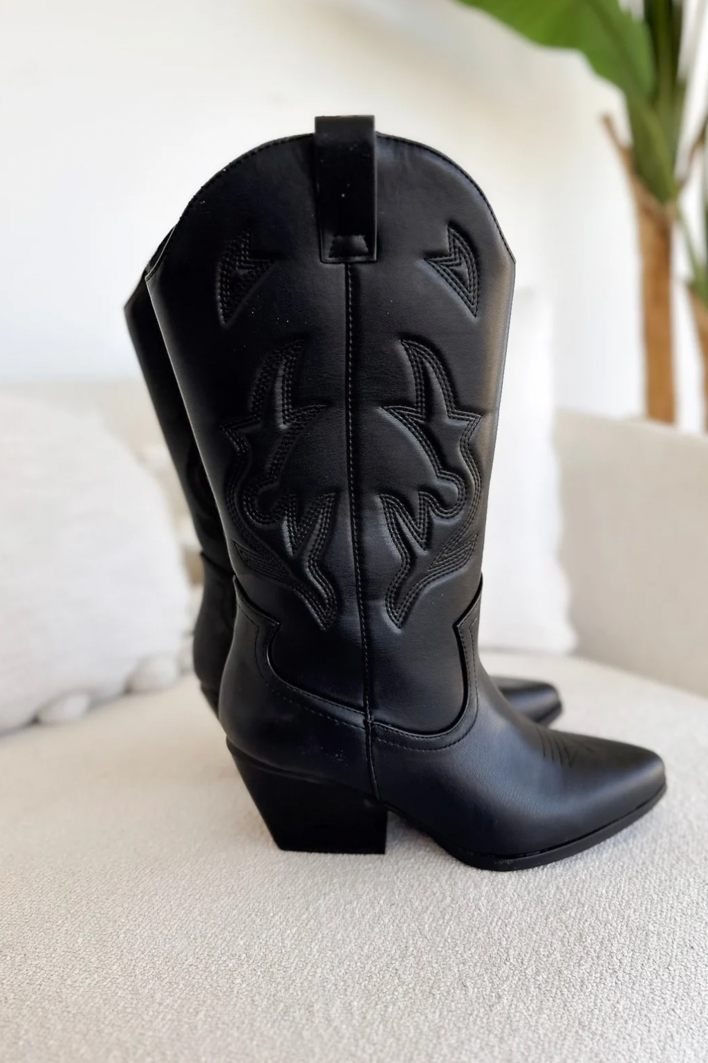 Black Mid-Calf Western Boots