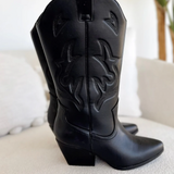 Black Mid-Calf Western Boots