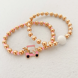 Gold & Golf 2 Beaded Bracelet Stack
