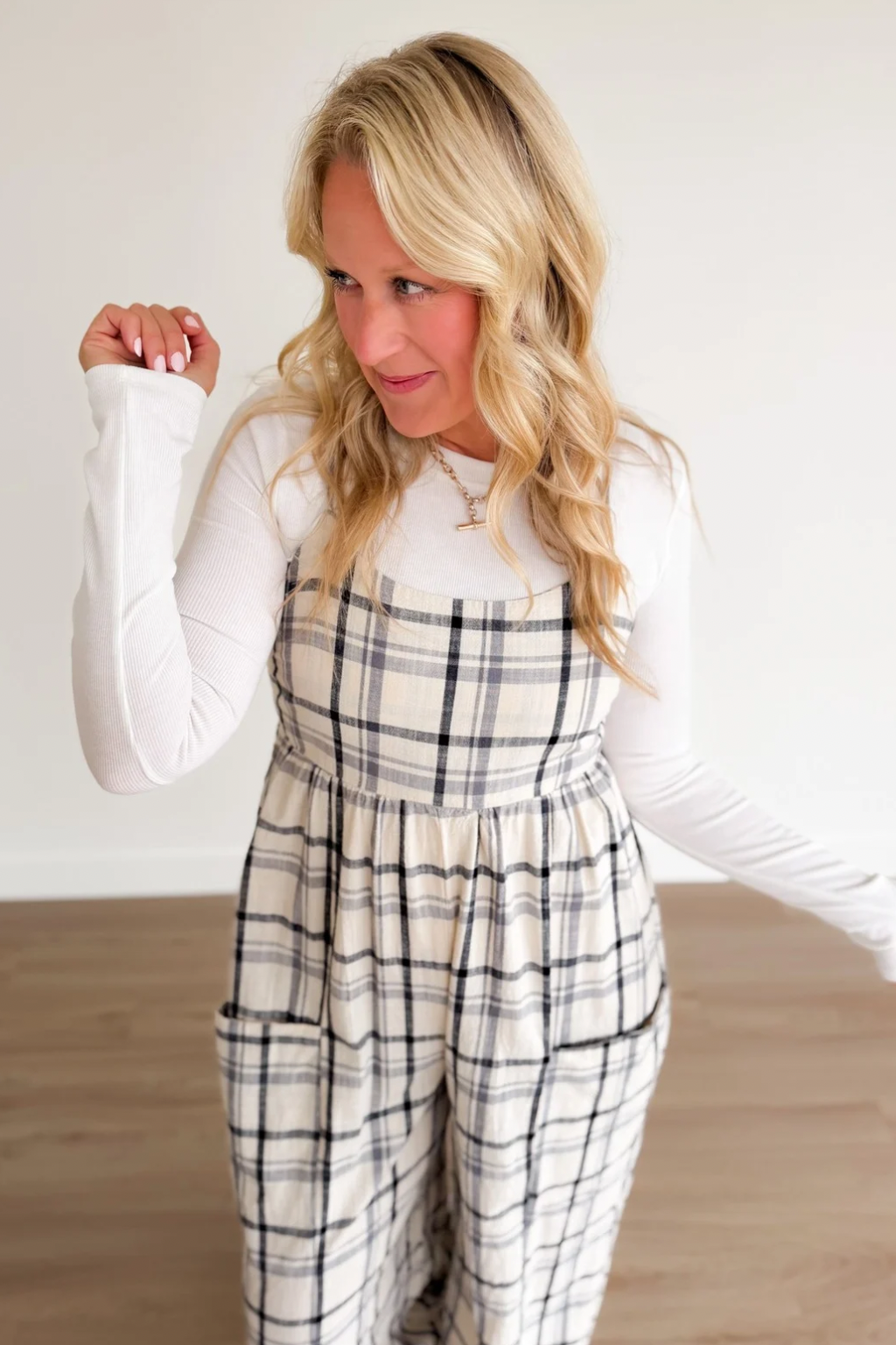 Checker Smocked Cami Jumpsuit