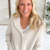 Soft Knit Oatmeal Hooded Button Cardigan