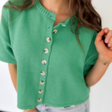 Button Up Short Sleeve Knit Cardigan (2 Colors)