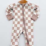 Checkered Double Zip Romper