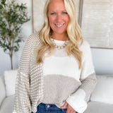 Aspyn Ivory/Taupe Knit Sweater