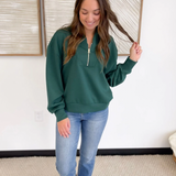 Half Zip V-Neck Pullover (4 Colors)