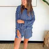Blue & Navy Striped Lounge Top