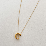 Gold Moon & Rhinestone Pendant Necklace